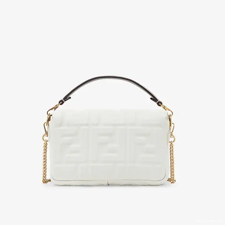 Affordable Mini In Nappa FF Bag Baguette Leather White Motif Fendi 0630